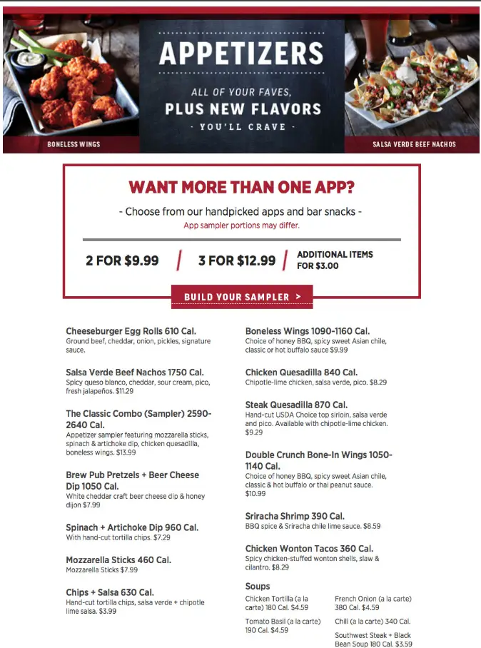 Applebee's Appetizers Menu

