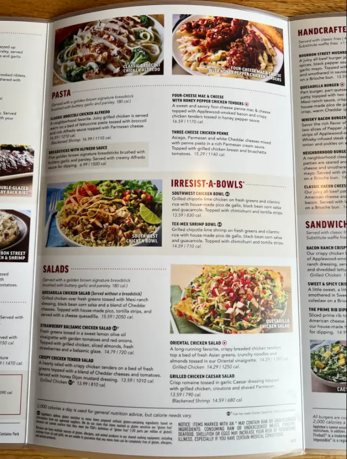 Applebees Salads Menu