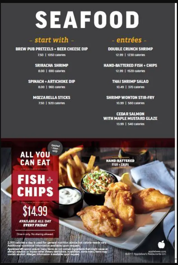 Applebee's Seafood Menu