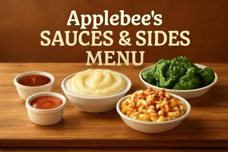 Applebees sauces & sides menu with prices