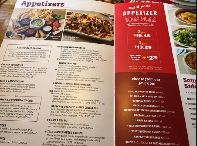 applebee's menu united states